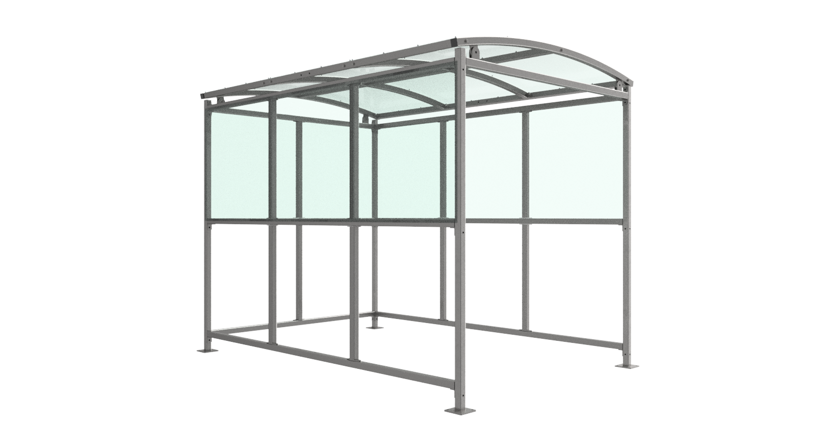 Burbank Smoking Shelter – Open-Fronted Galvanised Steel Frame with UV-Protected PETG Roof | Modular Weather-Resistant Design