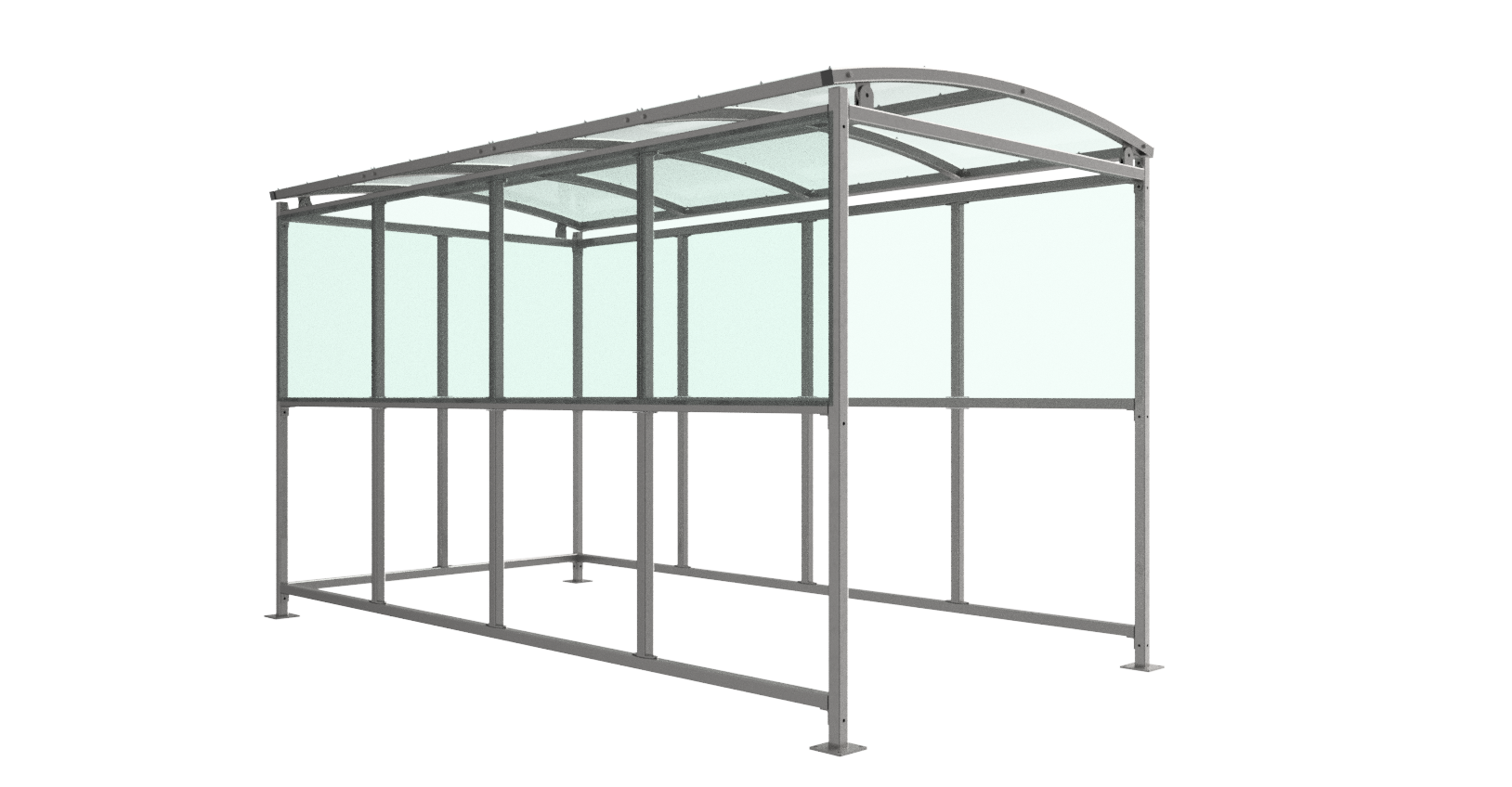 Burbank Smoking Shelter – Open-Fronted Galvanised Steel Frame with UV-Protected PETG Roof | Modular Weather-Resistant Design