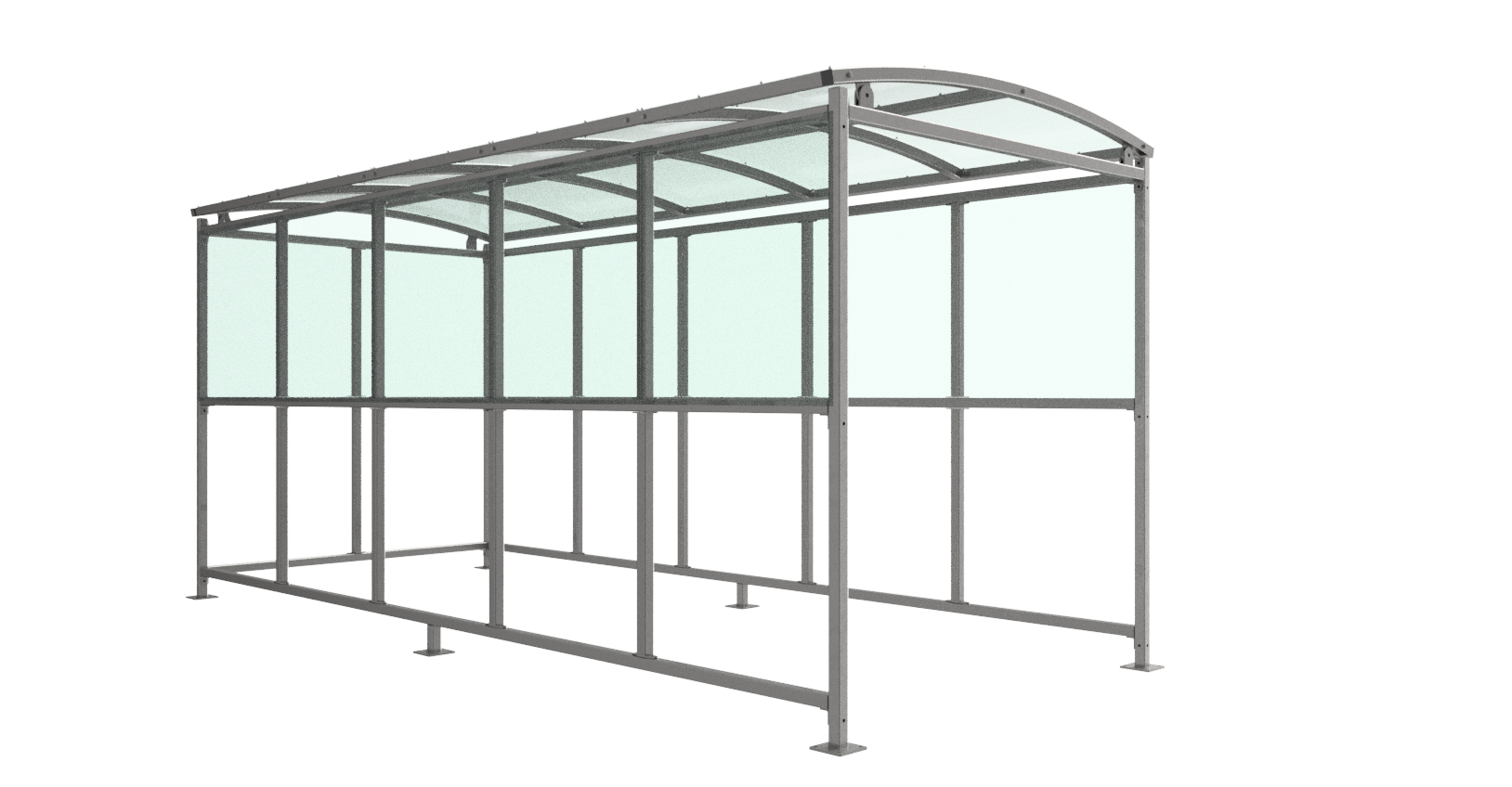 Burbank Smoking Shelter – Open-Fronted Galvanised Steel Frame with UV-Protected PETG Roof | Modular Weather-Resistant Design