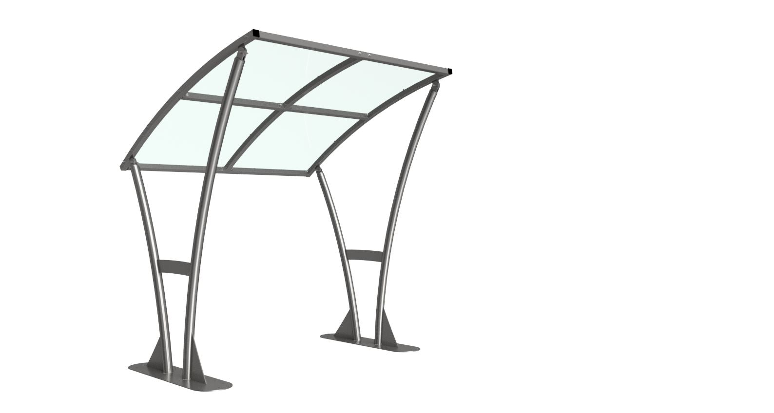 Newton Cycle Shelter – Heavy-Duty Galvanised Steel Frame with Clear PETG Curved Roof (Modular Open-Sided Design, 2m–5m + Extension Bays)