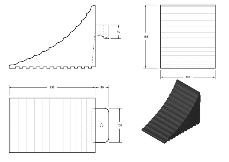 Heavy-Duty Rubber Truck Wheel Chock – Anti-Slip Tyre Wedge with Grip Handle for HGVs, Trailers & Vans