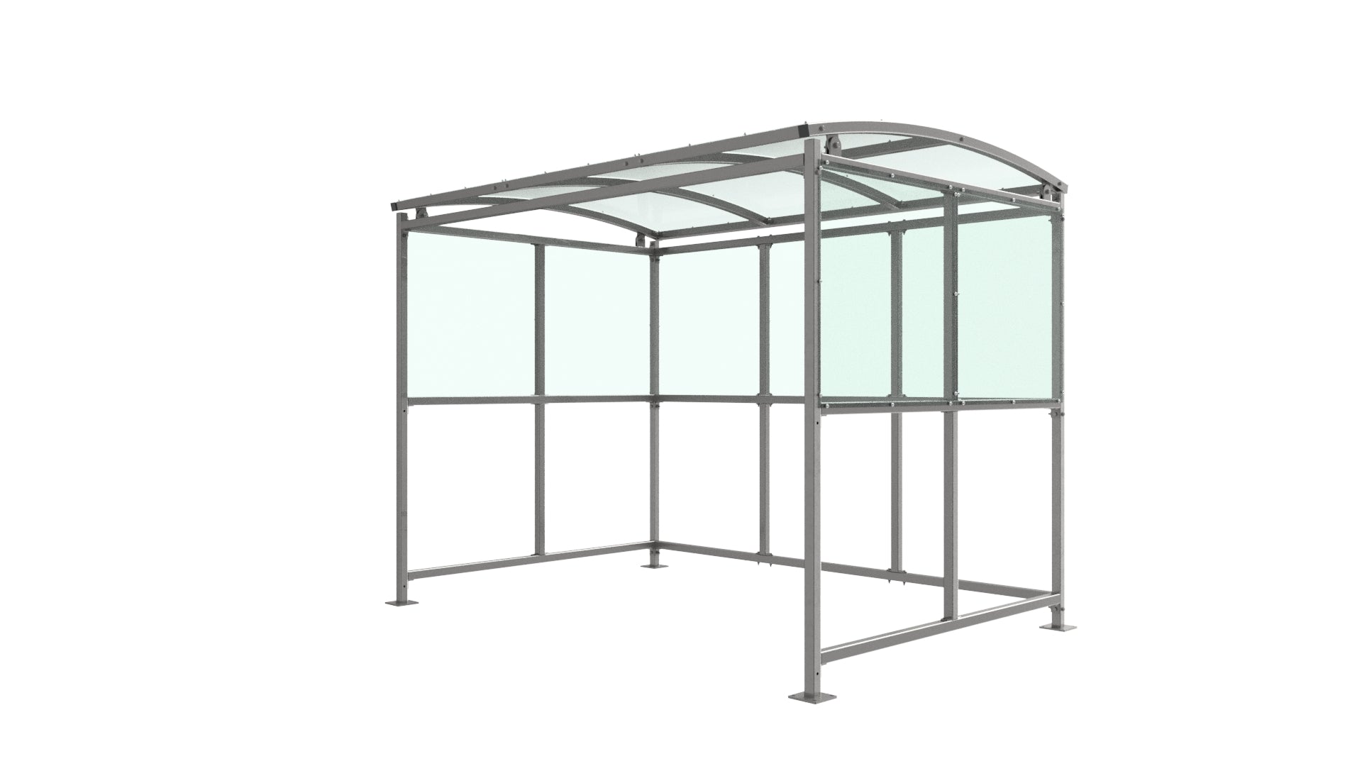 Brandon Modular Cycle Shelter – Galvanised Steel Frame, Curved PETG Roof, Open-Sided (1m–5m + Extension Bays)