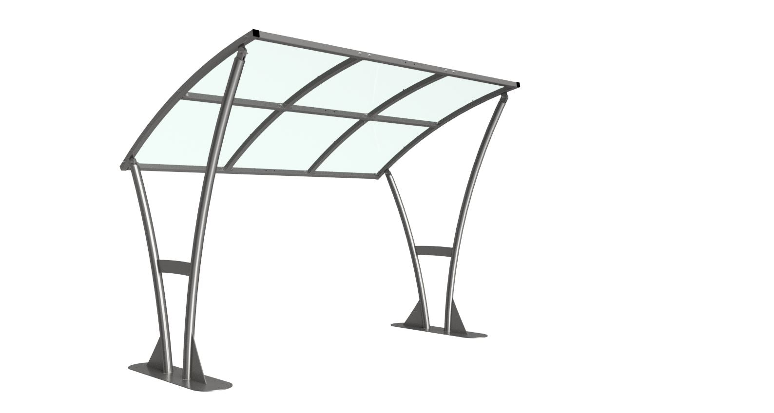 Newton Cycle Shelter – Heavy-Duty Galvanised Steel Frame with Clear PETG Curved Roof (Modular Open-Sided Design, 2m–5m + Extension Bays)