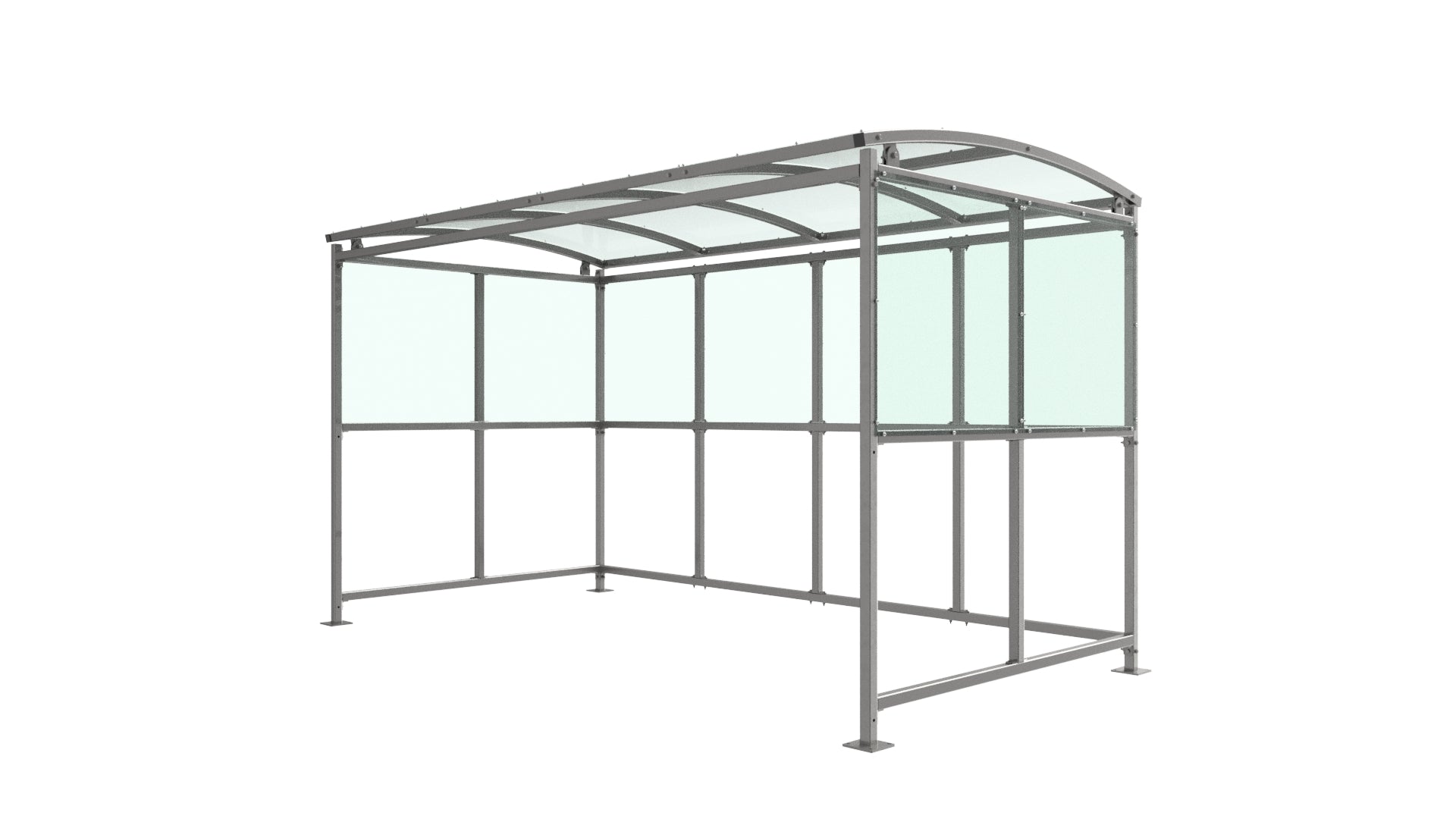 Brandon Modular Cycle Shelter – Galvanised Steel Frame, Curved PETG Roof, Open-Sided (1m–5m + Extension Bays)