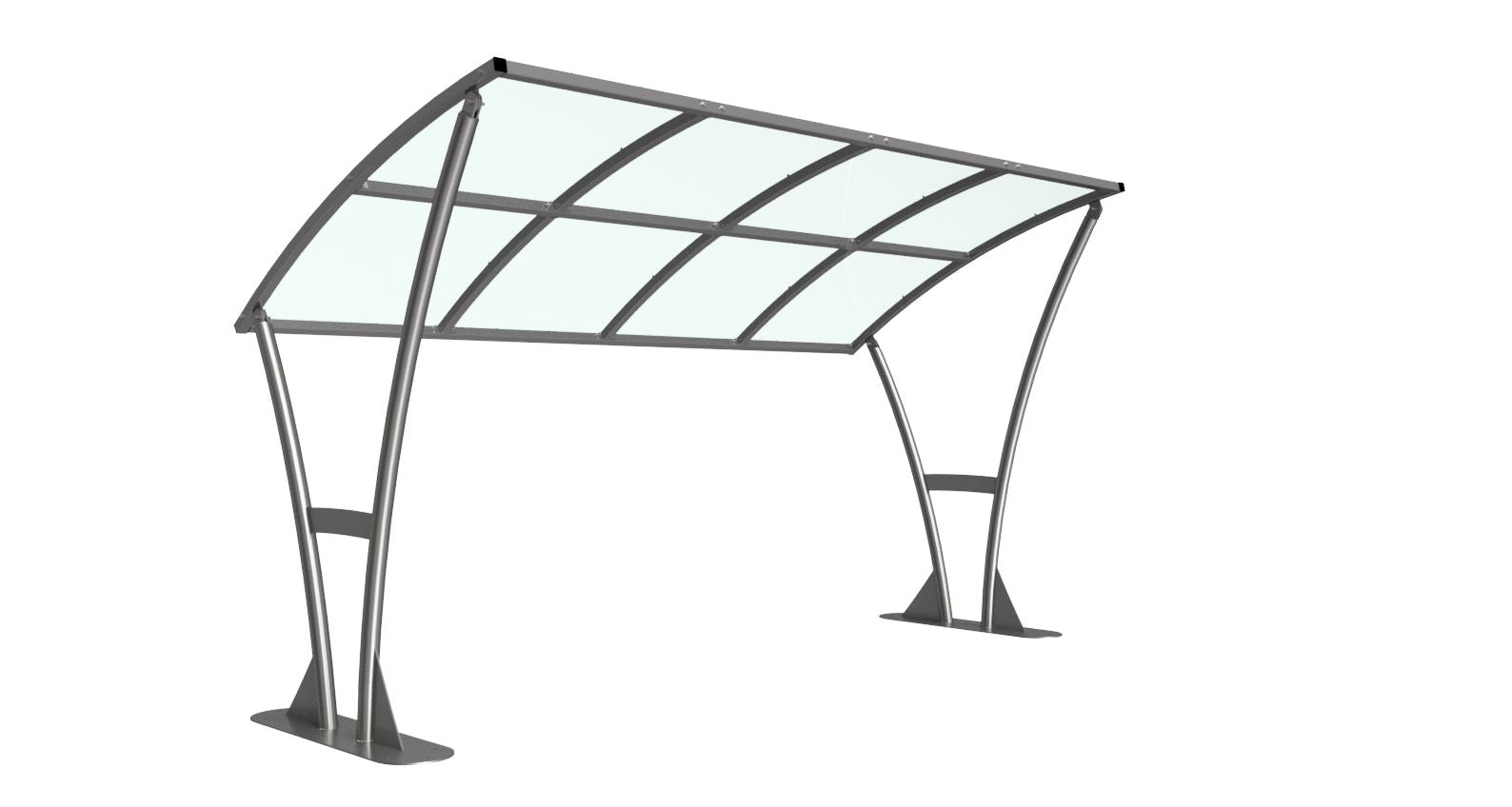 Newton Cycle Shelter – Heavy-Duty Galvanised Steel Frame with Clear PETG Curved Roof (Modular Open-Sided Design, 2m–5m + Extension Bays)