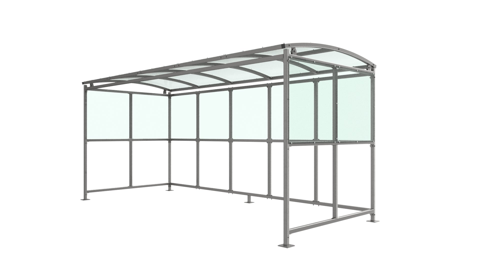 Brandon Modular Cycle Shelter – Galvanised Steel Frame, Curved PETG Roof, Open-Sided (1m–5m + Extension Bays)