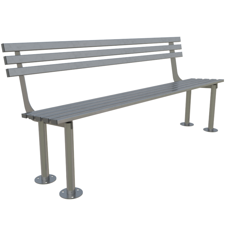 ModuForge 1800mm Galvanised Steel Seat | Robust Outdoor Bench for Parks, Schools & Public Installations