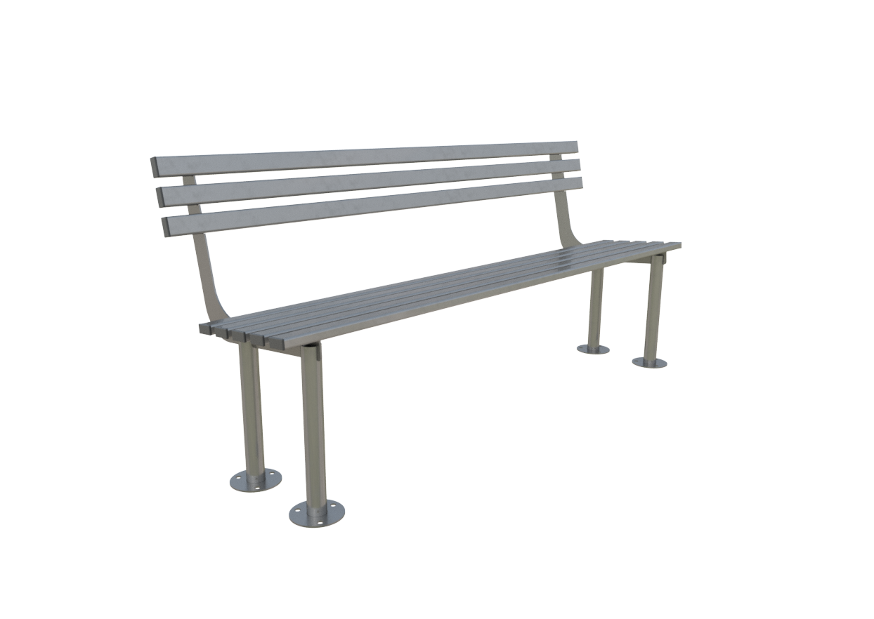 ModuForge 1800mm Galvanised Steel Seat | Robust Outdoor Bench for Parks, Schools & Public Installations