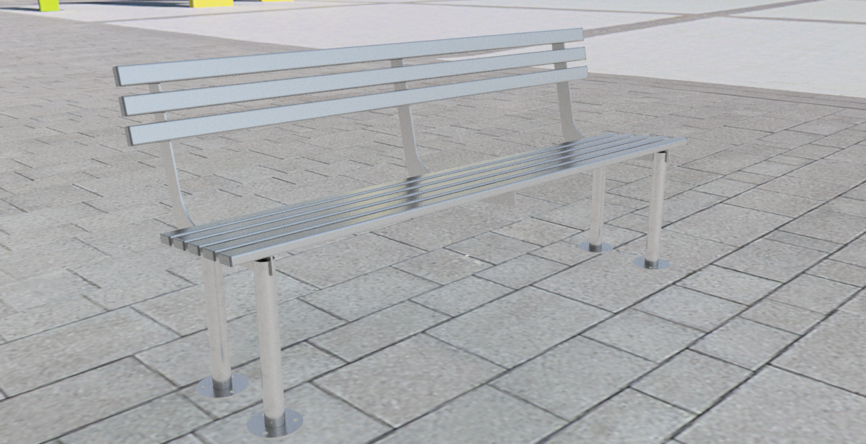 ModuForge 1800mm Galvanised Steel Seat | Robust Outdoor Bench for Parks, Schools & Public Installations