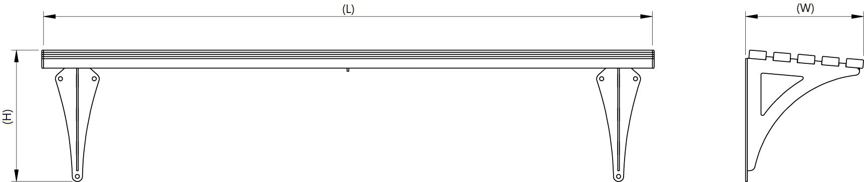ModuForge Wall Mounted Steel Bench – 1000mm / 1800mm | Compact Urban Seating for Public Spaces & Transit Areas