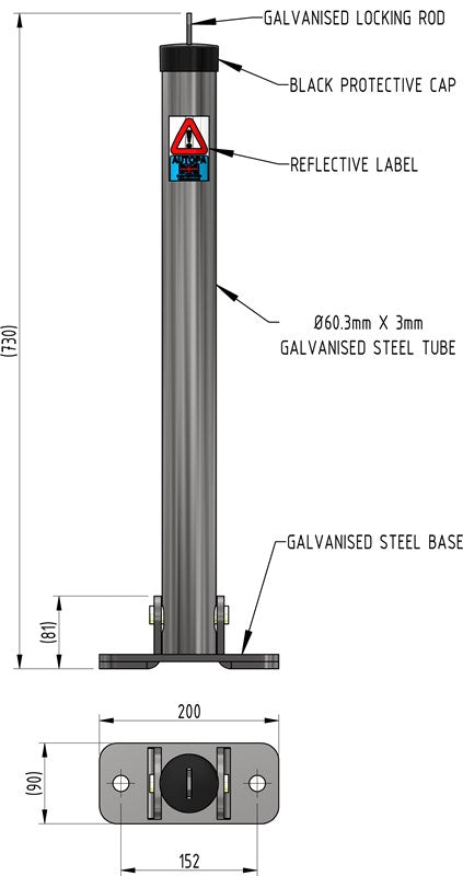 Slate Gray 750mm Toplok Parking Post