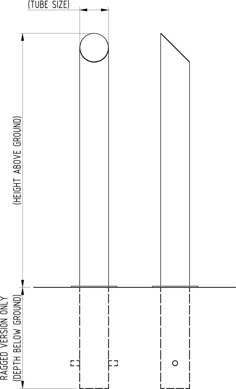 Stainless Steel Curved Edge Top Bollard – 1000mm Above Ground | 60mm–168mm Diameter | Sleek Anti-Ram Protection