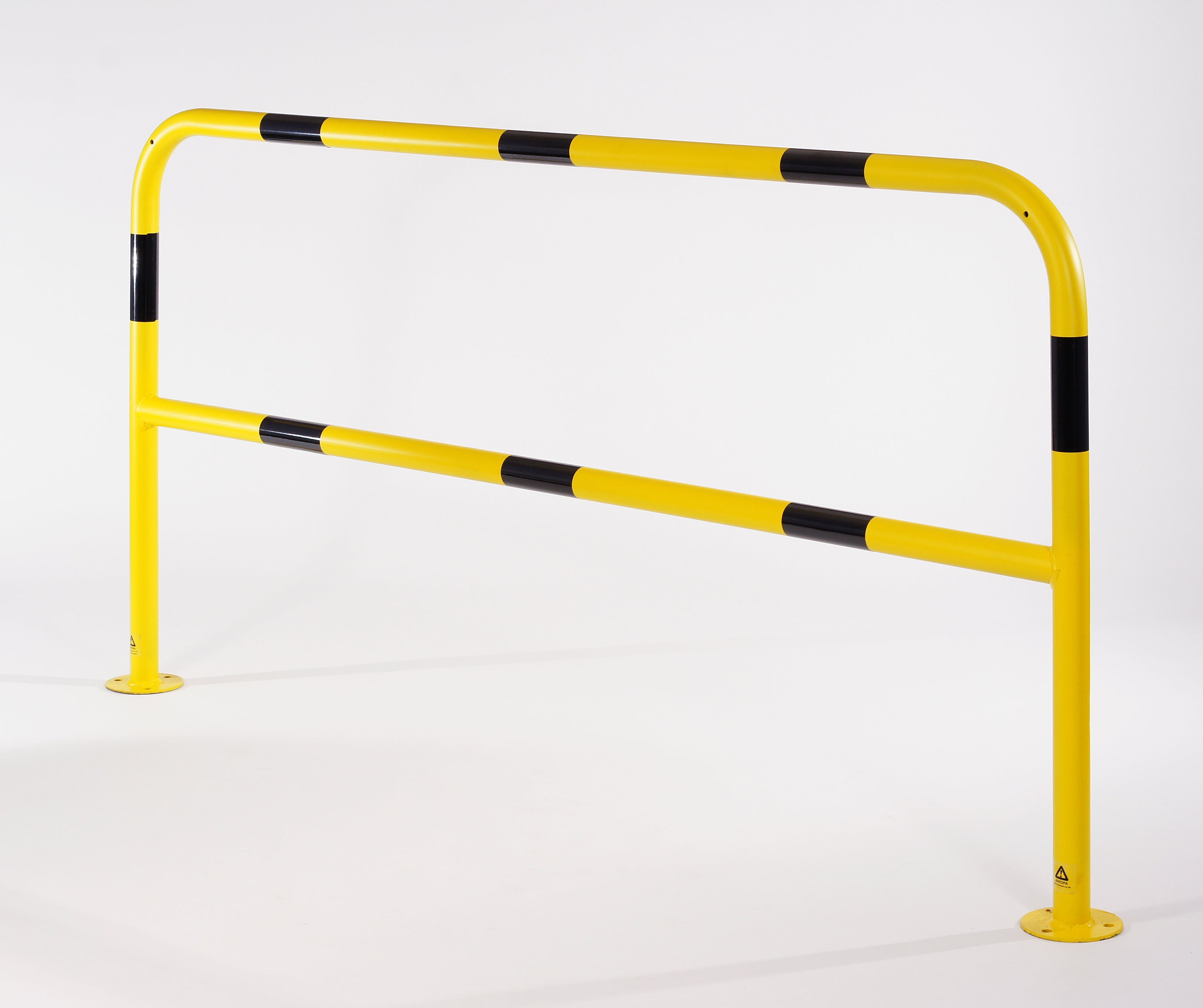 48mm High-Visibility Hoop Safety Barrier – Yellow & Black Steel Bollard for Light-Duty Traffic & Pedestrian Control