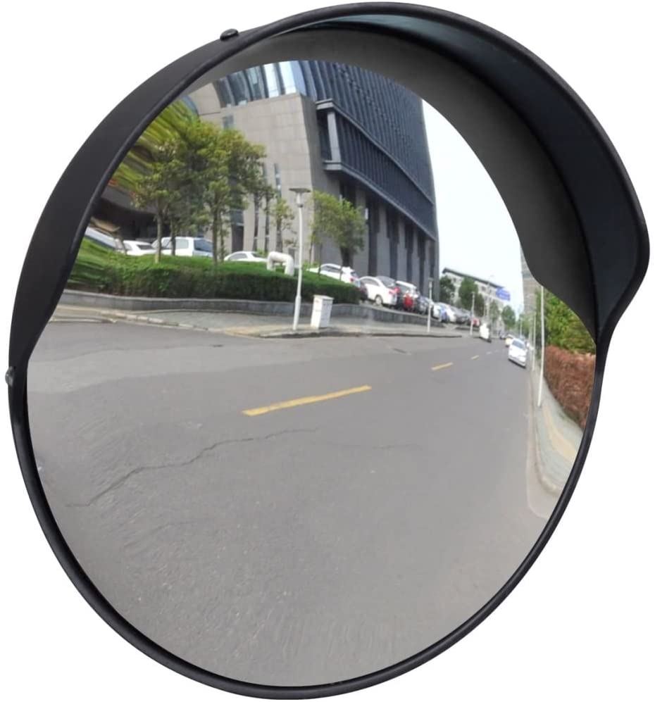 Light Slate Gray Outdoor Traffic Convex Plastic Mirror Black - 30 cm