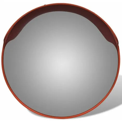 Dark Gray Plastic Outdoor Traffic Convex Mirror - Orange