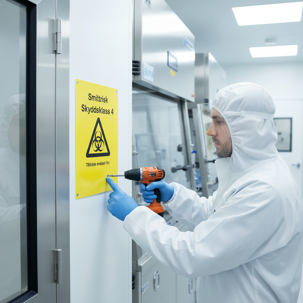 Professional Warning Sign for Infection Risk Class 4 - Durable PVC, Magnetic, and Aluminum Options Available