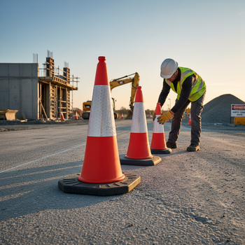 Premium Heavy Duty Traffic Cone - Available in 500mm, 750mm & 1000mm Sizes for Enhanced Visibility and Safety