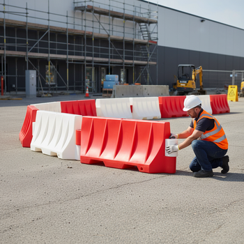 Heavy Duty Water-Filled Barrier for Construction Sites - 300kg Sturdy, UV-Stabilised HDPE for Pedestrian and Traffic Control