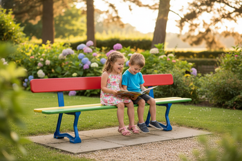 Premium Junior Bench 1.5m for Nursery School - Durable Steel and Hardwood Construction with Vibrant Colors