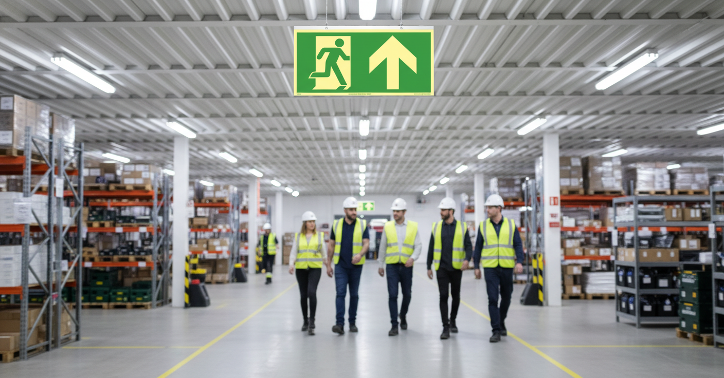 Premium Emergency Exit Sign for Ceiling Mounting - High-Visibility and Compliance with ISO 7010 Standards