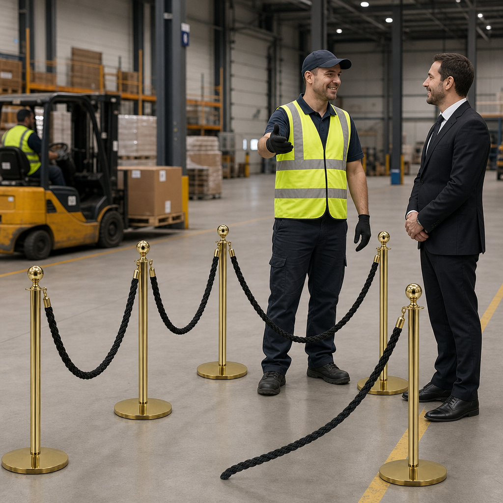 Brass Rope Barrier Set for Events (Pack of 10)