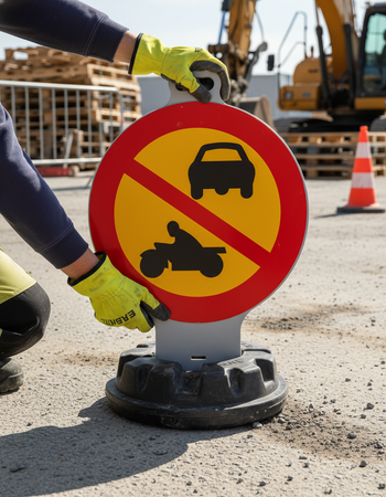Premium Portable Sign with Handle - Warning for No Entry, Made from Durable ABS Plastic