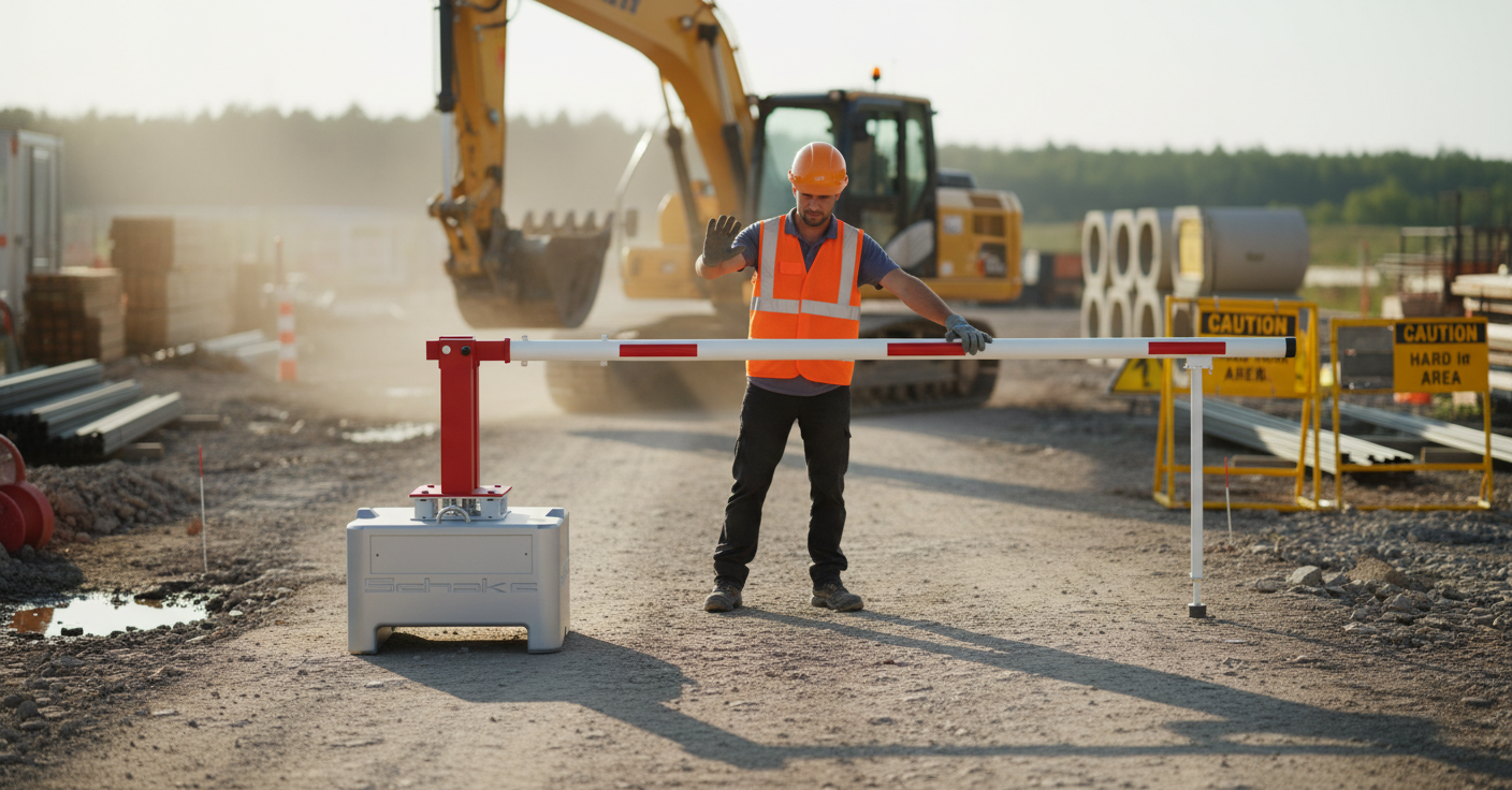 Premium Heavy Duty Mobile Manual Barrier with 600 kg Concrete Base for Temporary Access Control and Variable Arm Lengths