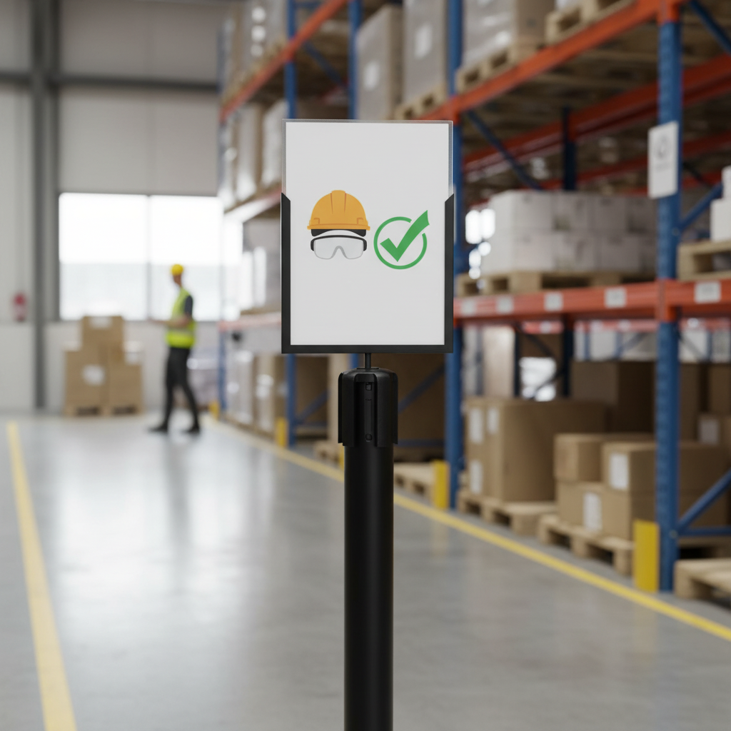 Premium Sign Holder for Belt Stanchions - A4 Vertical with Clear Acrylic Sheets for Easy Sign Replacement