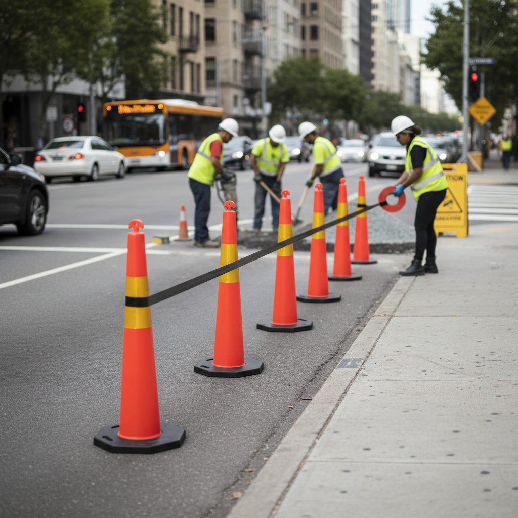 Premium T-Top Traffic Cones with 8 kg Base - Durable and Visible 115 cm Height for Work Zones and Pedestrian Control (10 Pack)