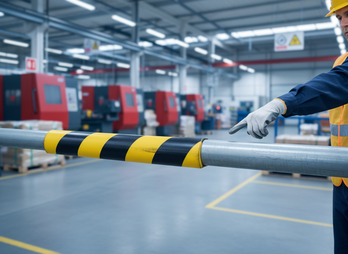Premium Pipe Protection Profile P30 - Self-Adhesive with High-Visibility Yellow/Black Striping for Impact Protection