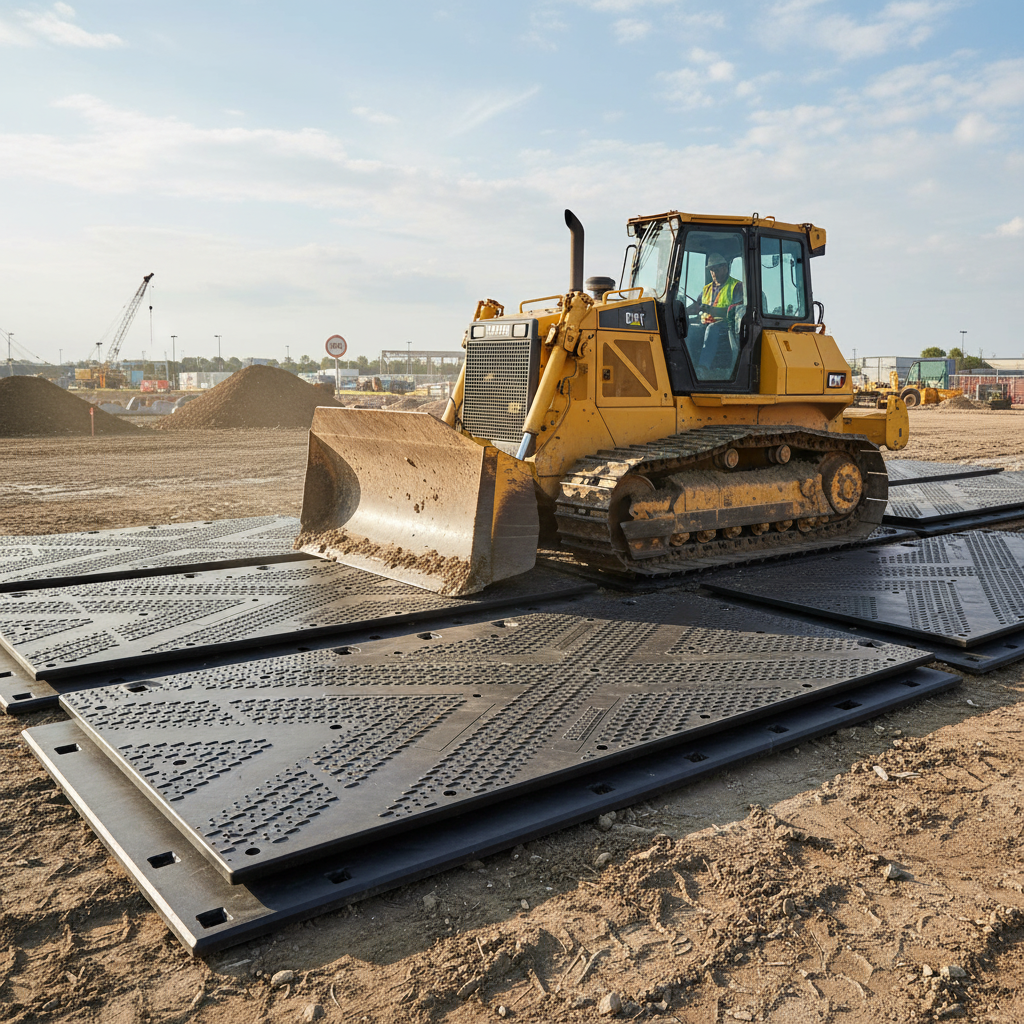 Heavy Duty Ground Protection Mat with Overlapping Joints - 200t Load Capacity, 4090x2030x38mm Dimensions... | Barriers Co
