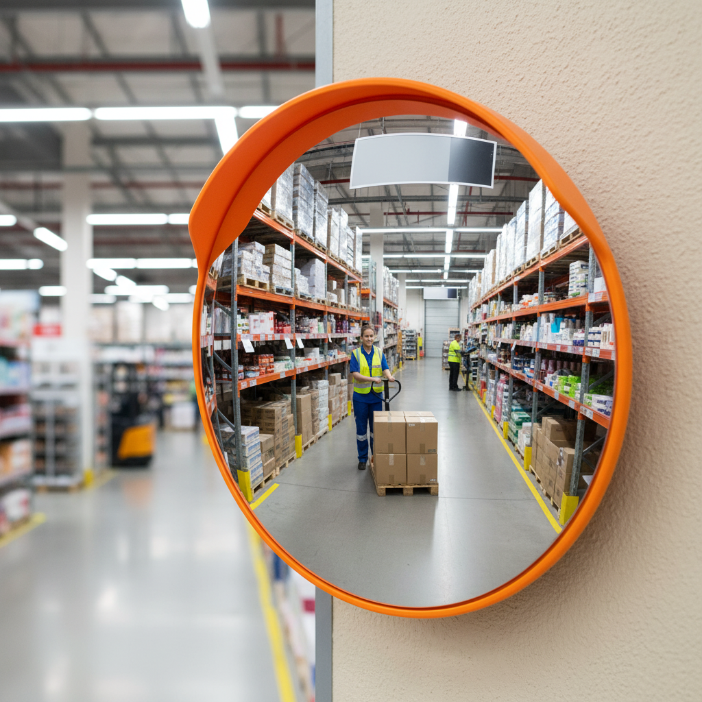 Premium Round Acrylic Convex Observation Safety Mirror for Outdoor Use with Durable... - side view | Barriers Co