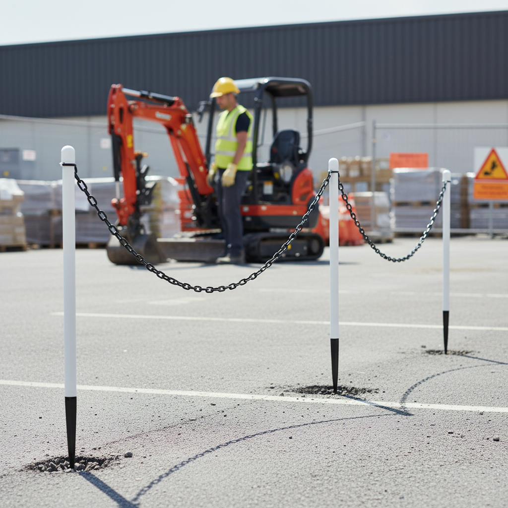 Premium Outdoor Post and Chain Barrier Set with Ground Spikes and 25m Chain for Flexible Boundary Marking