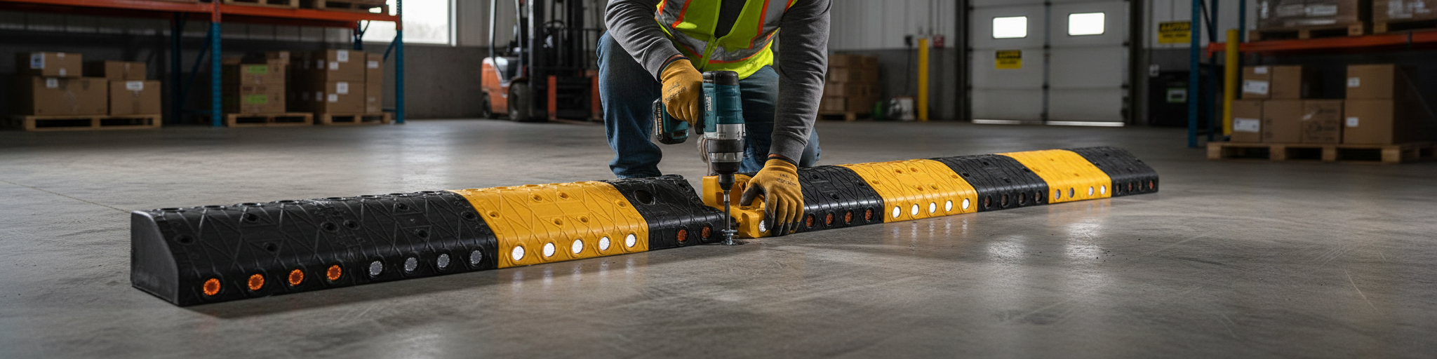 Heavy Duty Modular Speed Bump System - 50mm Height for Traffic Calming and Pedestrian Safety