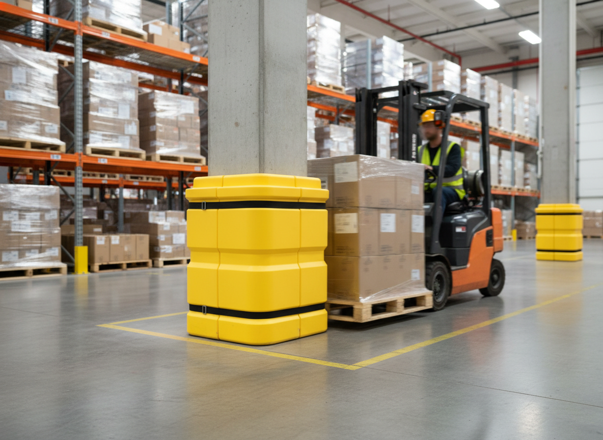 Premium Corner Column Protector – Flexible LDPE Impact Protection System for Large Square Columns with Quick Installation
