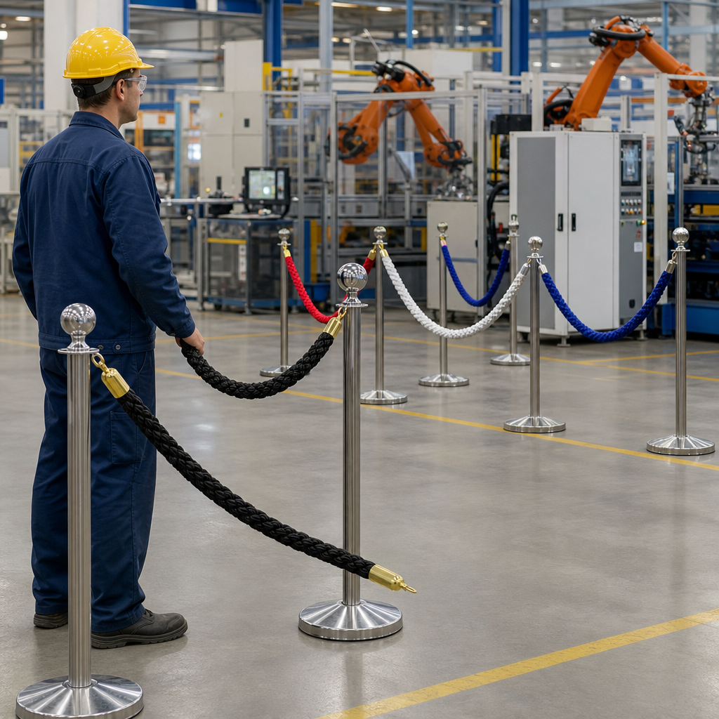 Braided Barrier Rope with Snap-Ends for Crowd Control