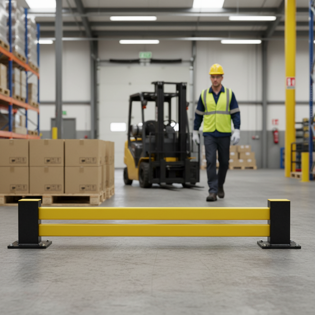 Premium Low-Level Hybrid Barrier Corner Kit for Racking Protection with Adjustable Length Options | Barriers Co