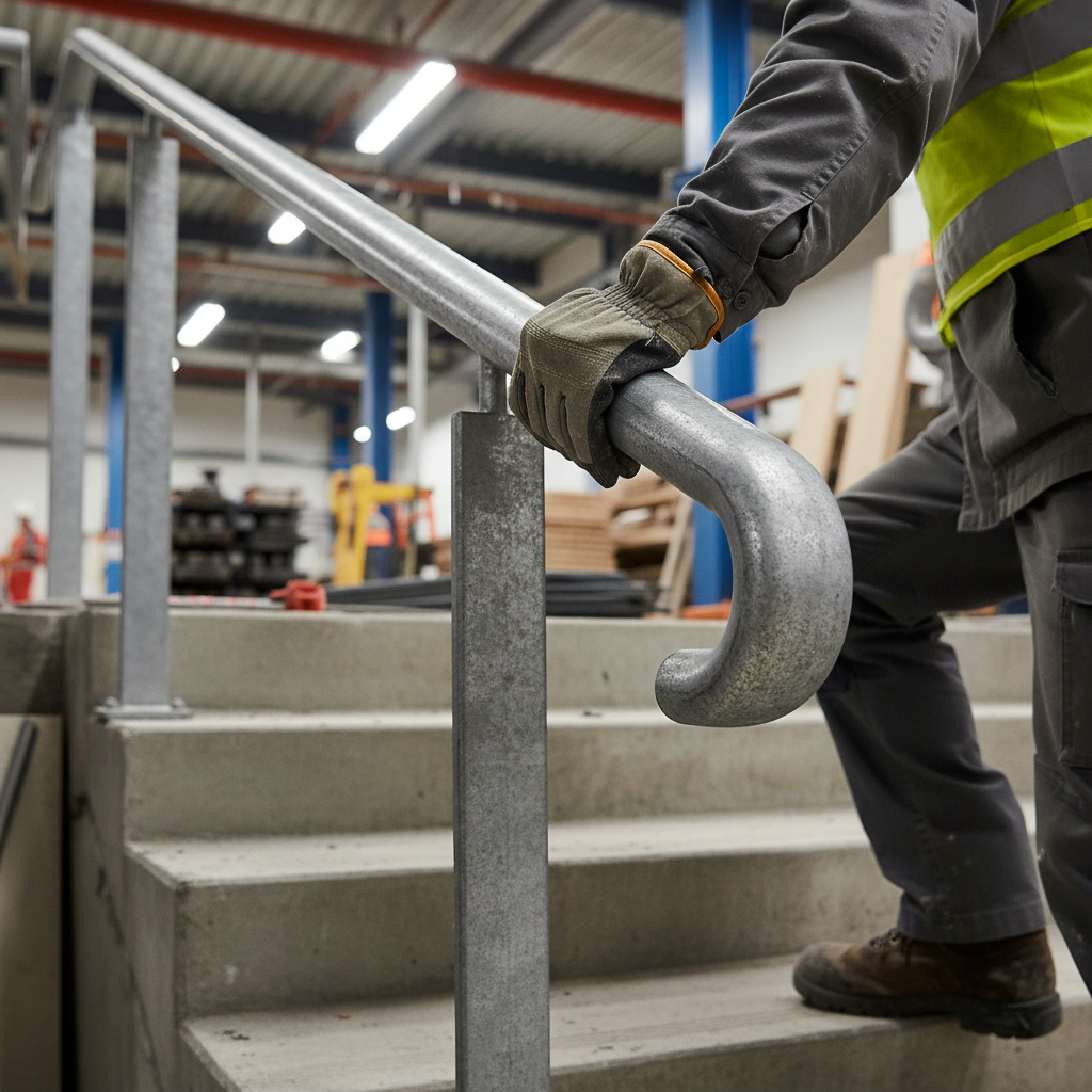 Premium Heavy Duty Hand Rail Extension 42mm Dia. Galvanised Steel for Armco Barrier Safety - Detail View | Barriers Co
