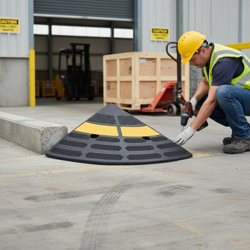 Heavy Duty Kerb Ramp End Section with Rounded Design for Enhanced Visibility and Safety
