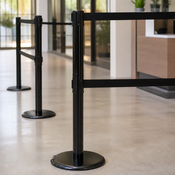Twin Belt Barrier System with Cast Iron Base 3.4m x 50mm for Traffic Management