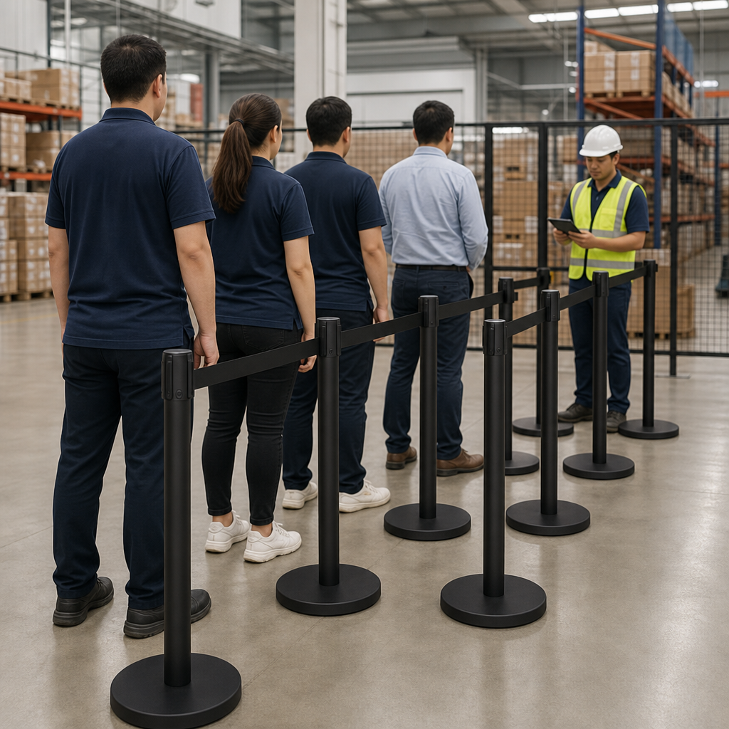 Belt Stanchion Set with 3m Retractable Belt for Event Management (Pack of 10)