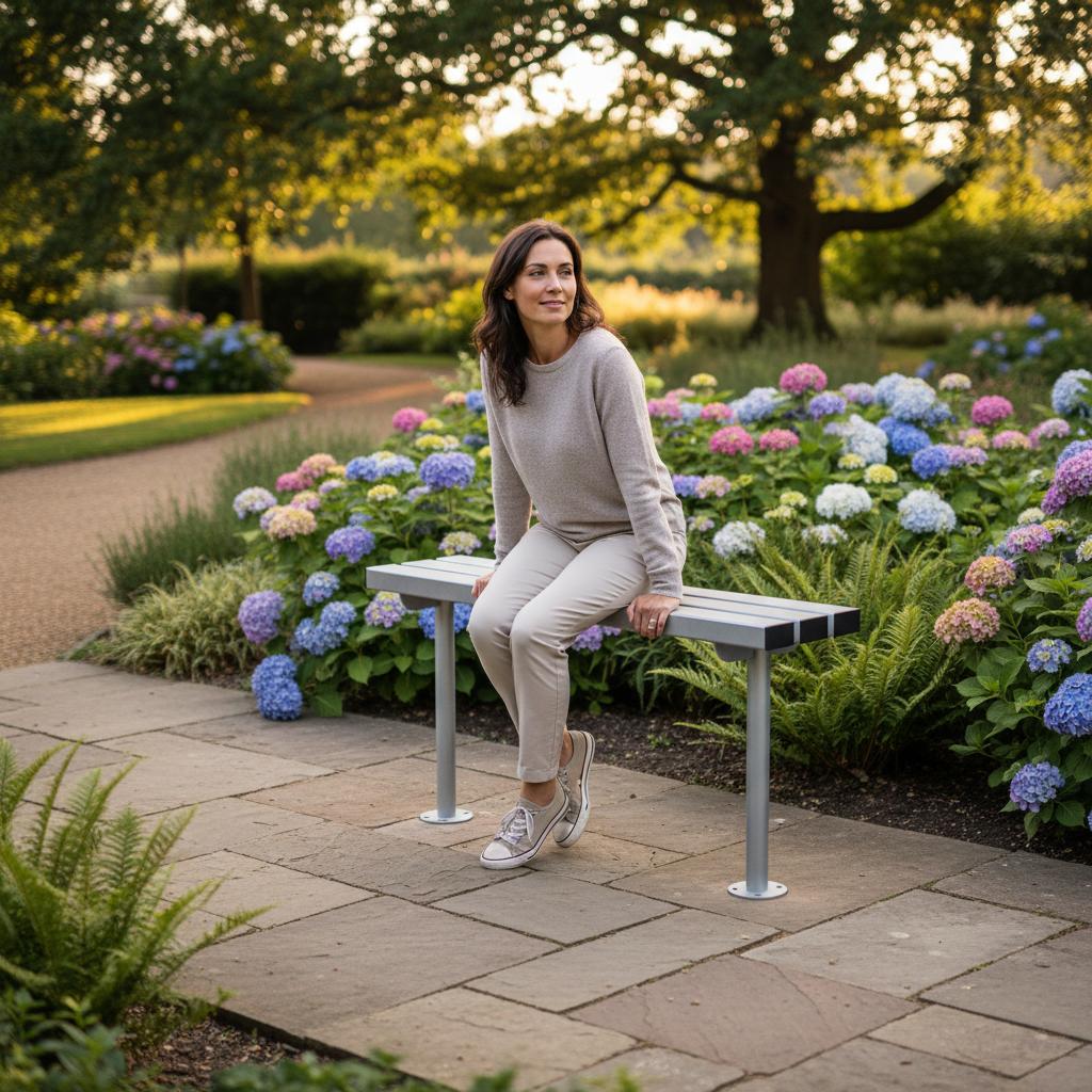 Premium 1m Perch Bench – Heavy Duty Galvanised Steel, Weatherproof Design for Outdoor Use - side view | Barriers Co