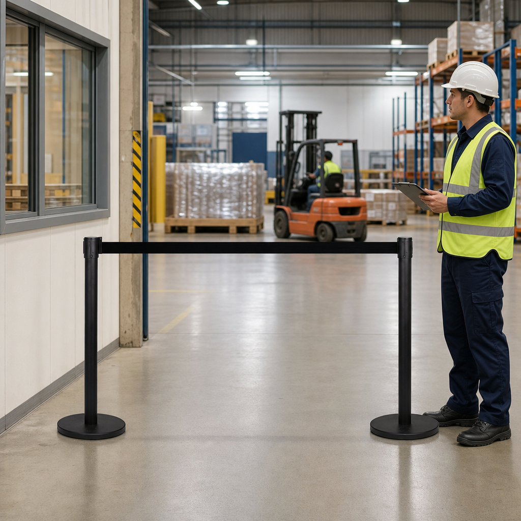 Belt Stanchion Set with 3m Retractable Belt for Event Management (Pack of 2)