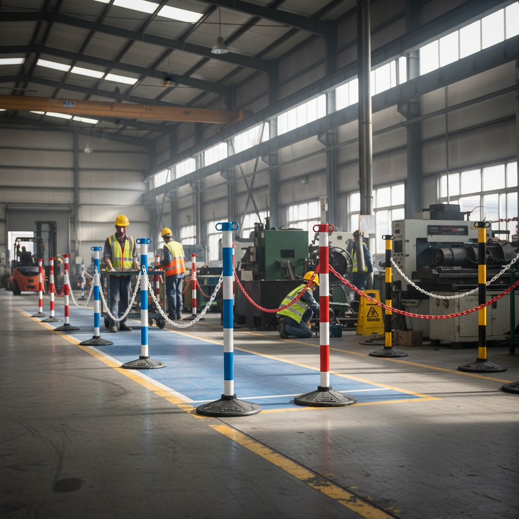 Professional Plastic Post & Chain Barrier - Heavy Duty, Quick Setup, Lightweight, 900mm Height, Available in Red-White or Black-Yellow