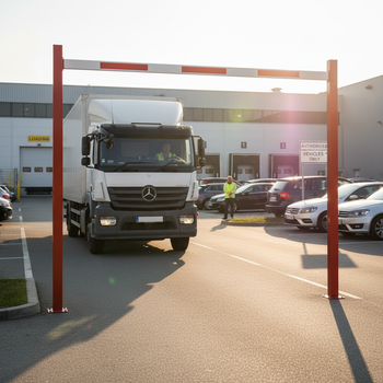 Professional Fixed Height Restriction Barrier - Freestanding Design with Galvanized Steel and Reflective Crossbar for Enhanced Visibility