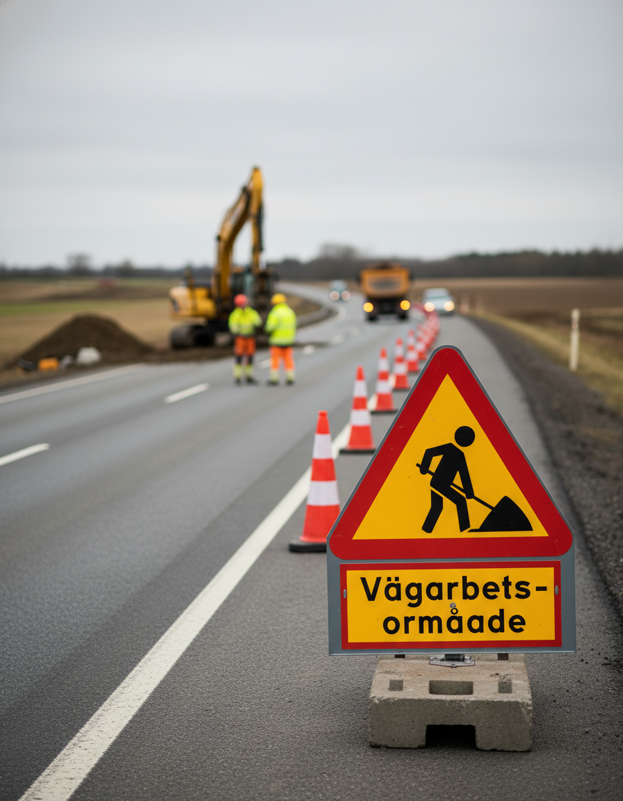 Premium Warning Sign for Road Work Area - Durable Plastic or Metal Construction - High-Quality Professional Grade for Industrial and Commercial App...