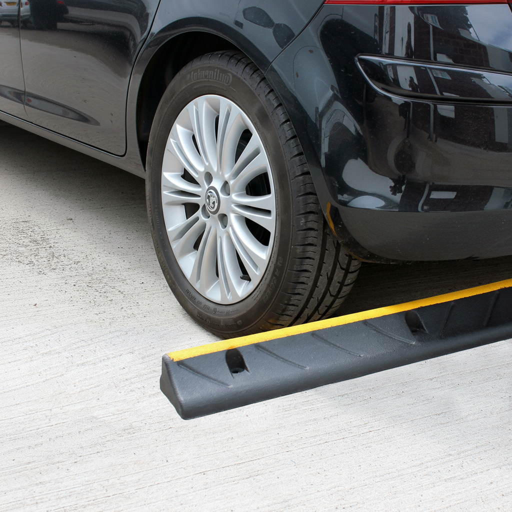 Premium Heavy Duty Car Wheel Stopper 1000mm Long with Three Fixing Points for Effective Parking Control - Detail View | Barri
