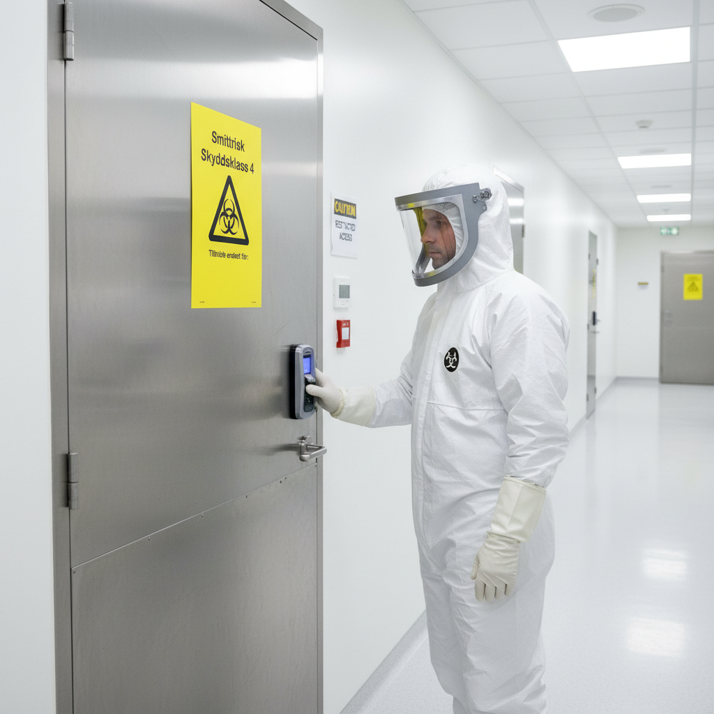 Professional Warning Sign for Infection Risk Class 4 - Durable PVC, Magnetic, and Aluminum Options Available