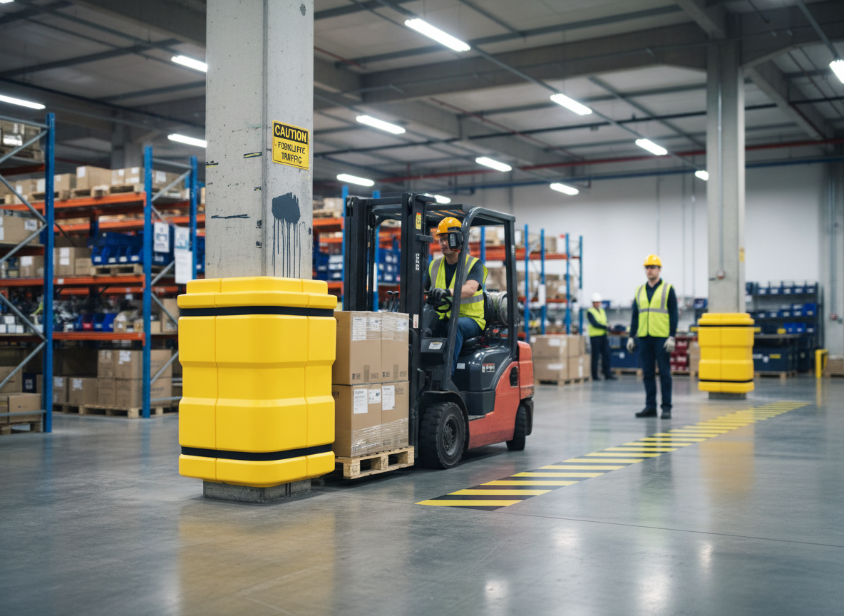Premium Corner Column Protector – Flexible LDPE Impact Protection System for Large Square Columns with Quick Installation