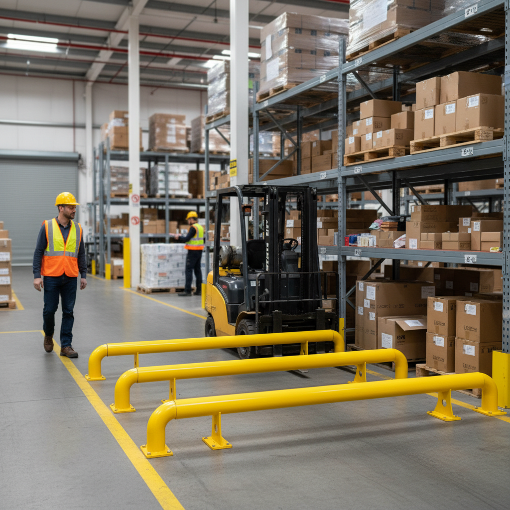 Premium Raised Collision Rail with Modular Design and Powder-Coated Finish for Enhanced... - side view | Barriers Co